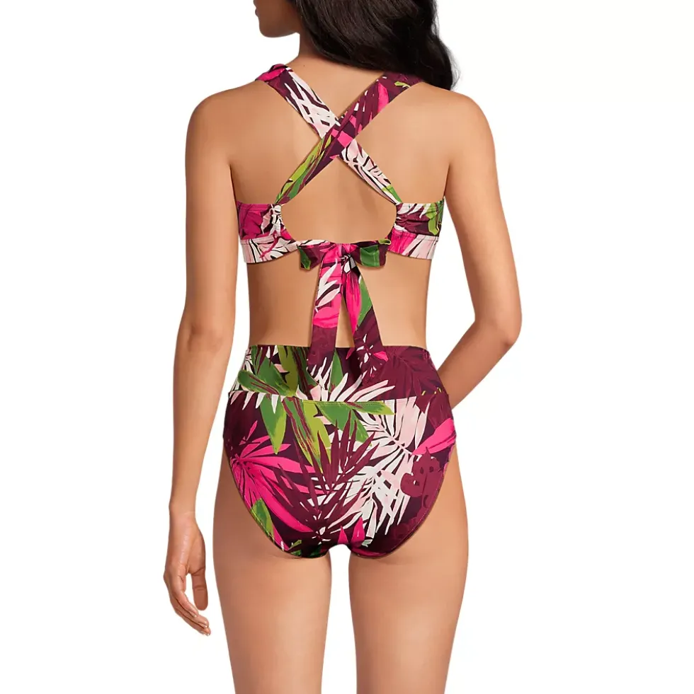 Women's V-Neck Bikini and High Waisted Bottom Swimsuit Set