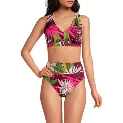 Women's V-Neck Bikini and High Waisted Bottom Swimsuit Set