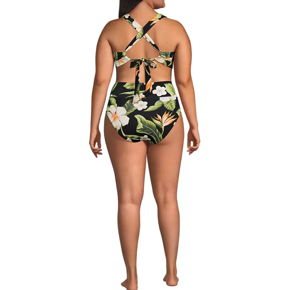 Women's V-Neck Bikini and High Waisted Bottom Swimsuit Set