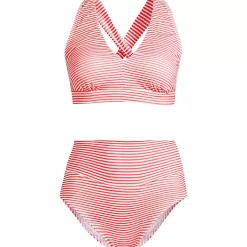 Women's V-Neck Bikini and High Waisted Bottom Swimsuit Set