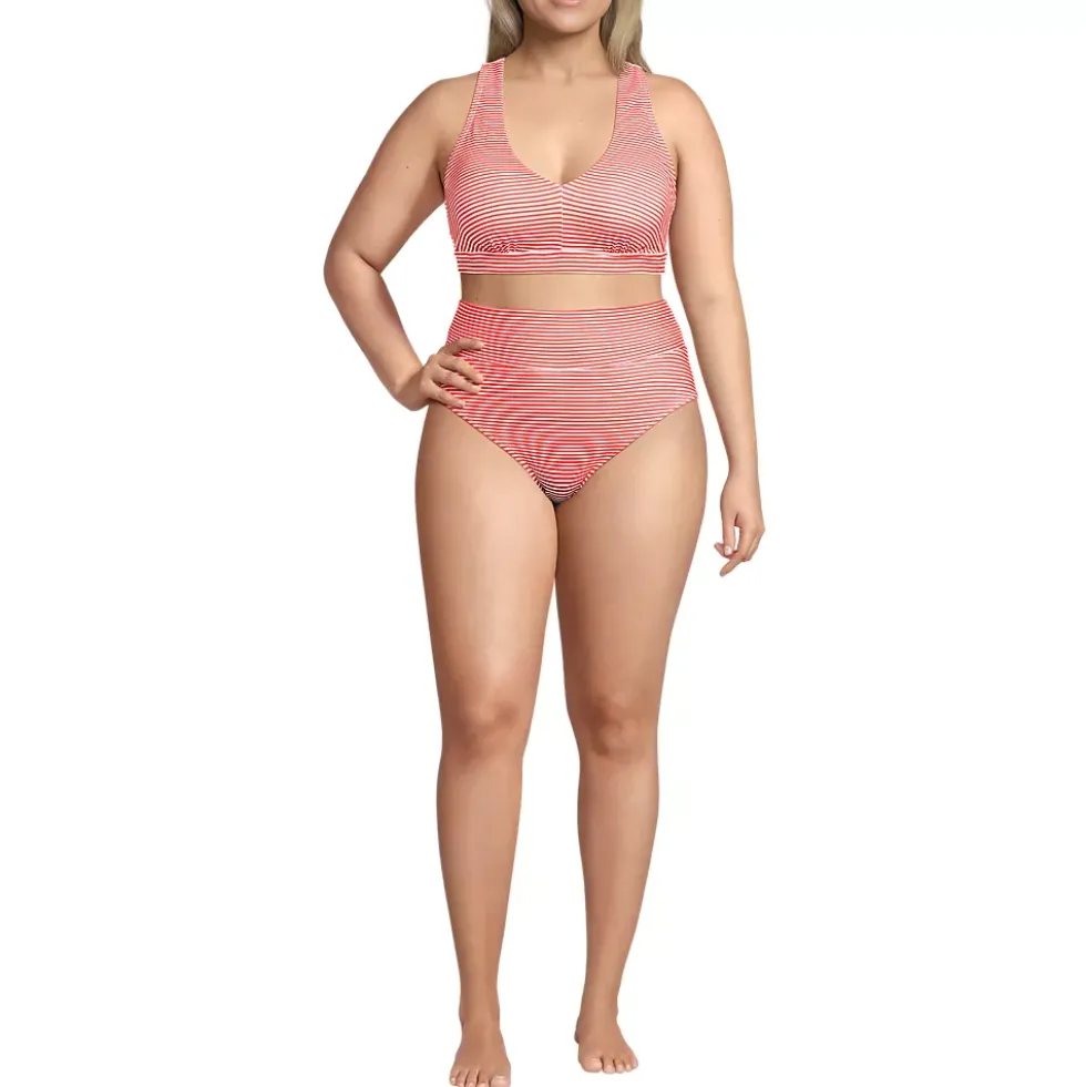 Women's V-Neck Bikini and High Waisted Bottom Swimsuit Set