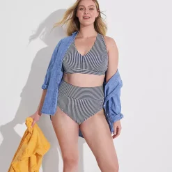 Women's V-Neck Bikini and High Waisted Bottom Swimsuit Set