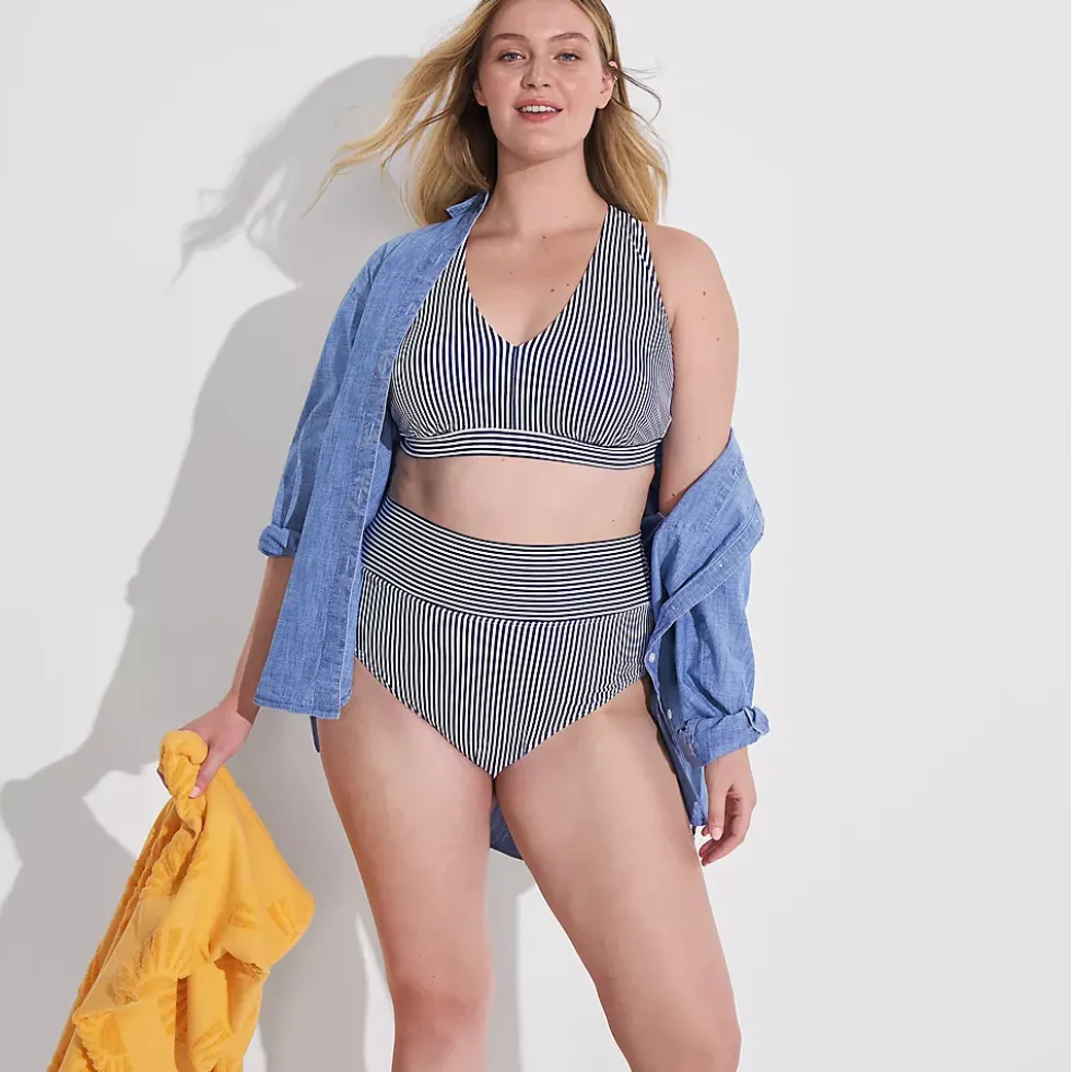 Women's V-Neck Bikini and High Waisted Bottom Swimsuit Set
