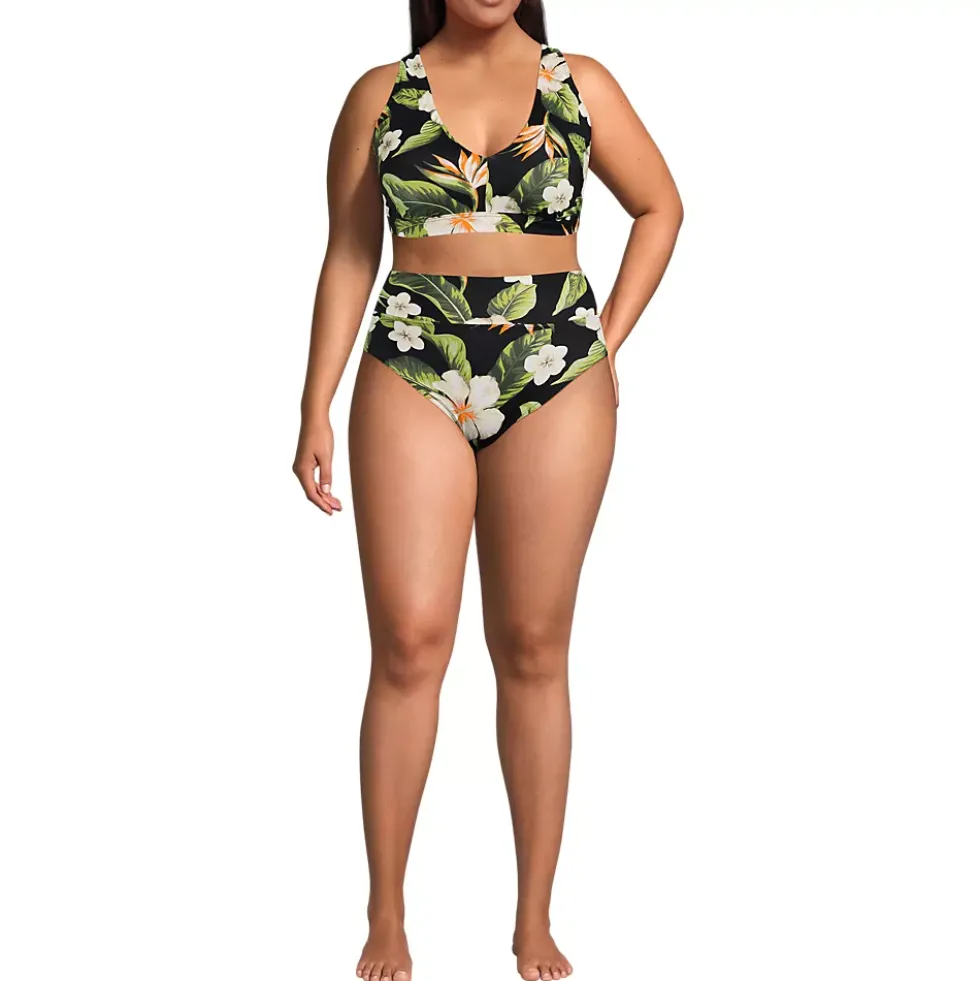 Women's V-Neck Bikini and High Waisted Bottom Swimsuit Set