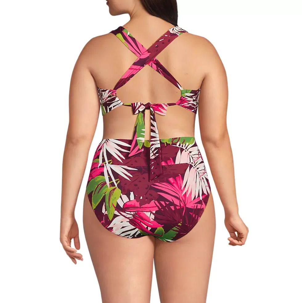 Women's V-Neck Bikini and High Waisted Bottom Swimsuit Set