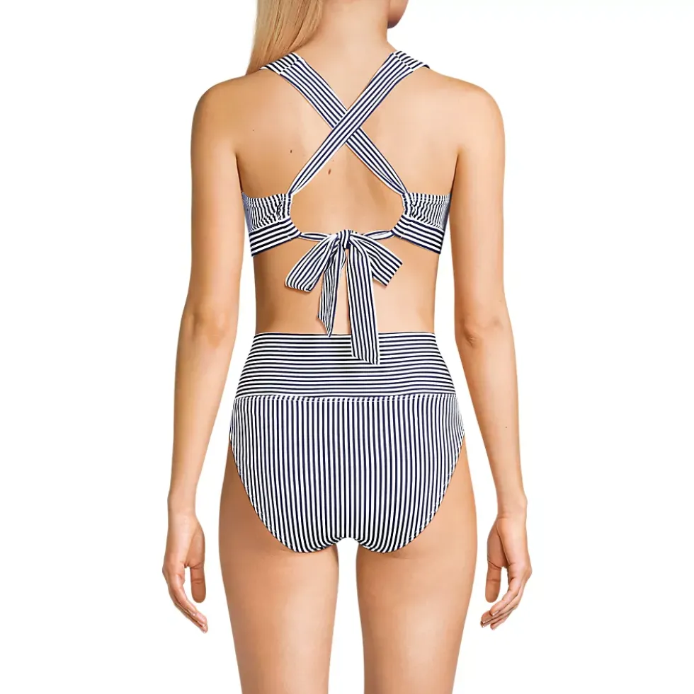 Women's V-Neck Bikini and High Waisted Bottom Swimsuit Set