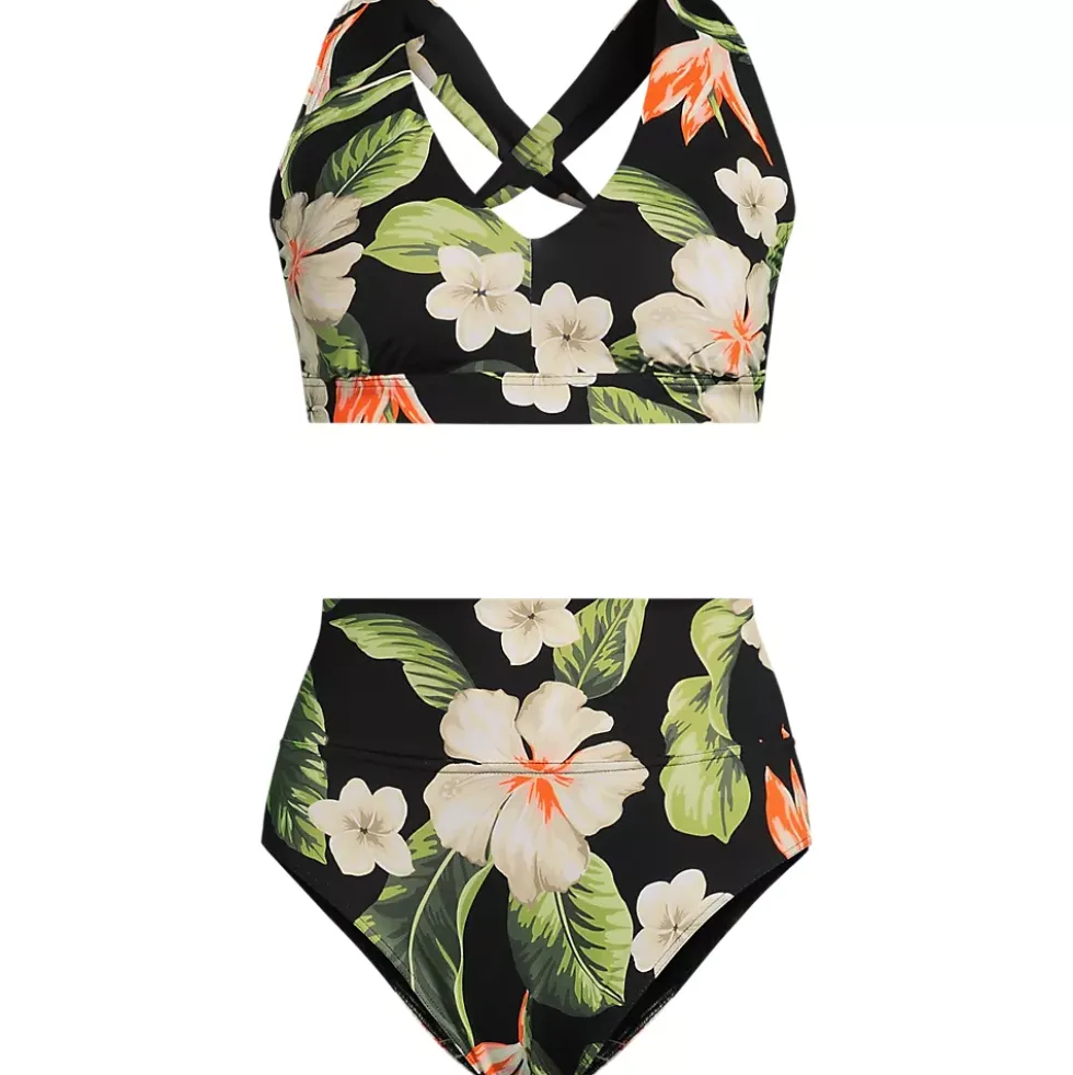 Women's V-Neck Bikini and High Waisted Bottom Swimsuit Set