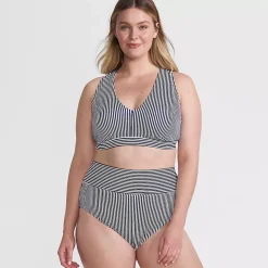 Women's V-Neck Bikini and High Waisted Bottom Swimsuit Set