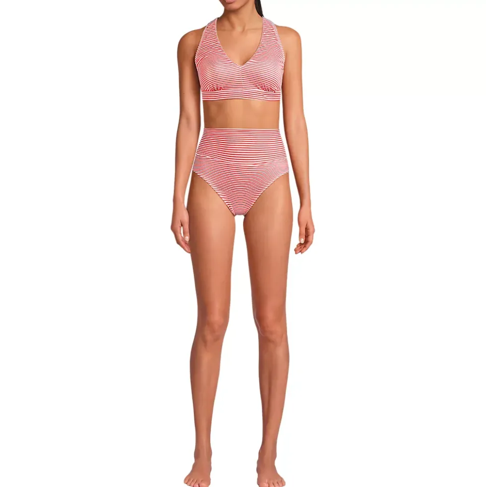 Women's V-Neck Bikini and High Waisted Bottom Swimsuit Set