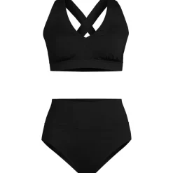 Women's V-Neck Bikini and High Waisted Bottom Swimsuit Set