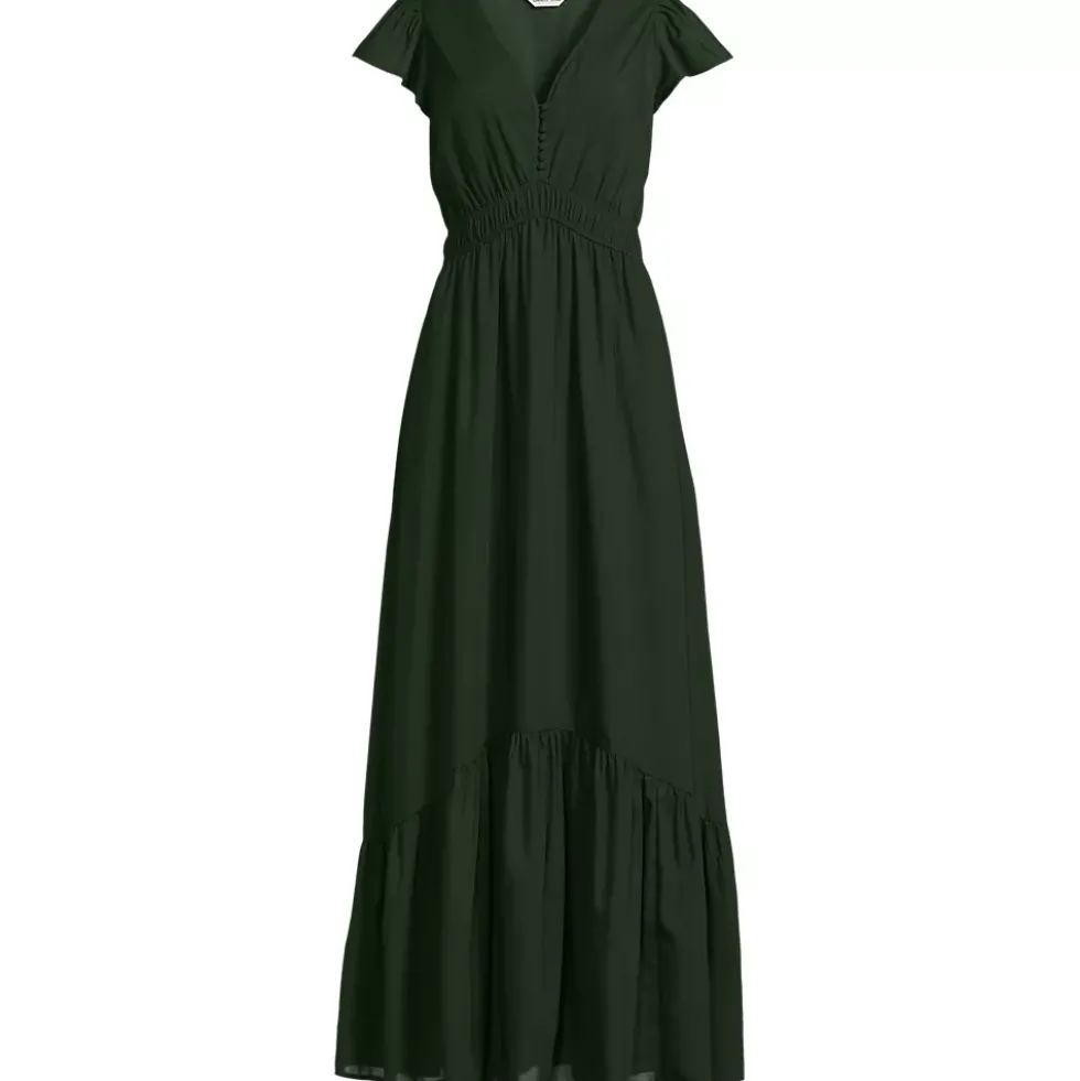 Women's Vneck Flutter Sleeve Maxi Dress