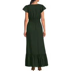 Women's Vneck Flutter Sleeve Maxi Dress