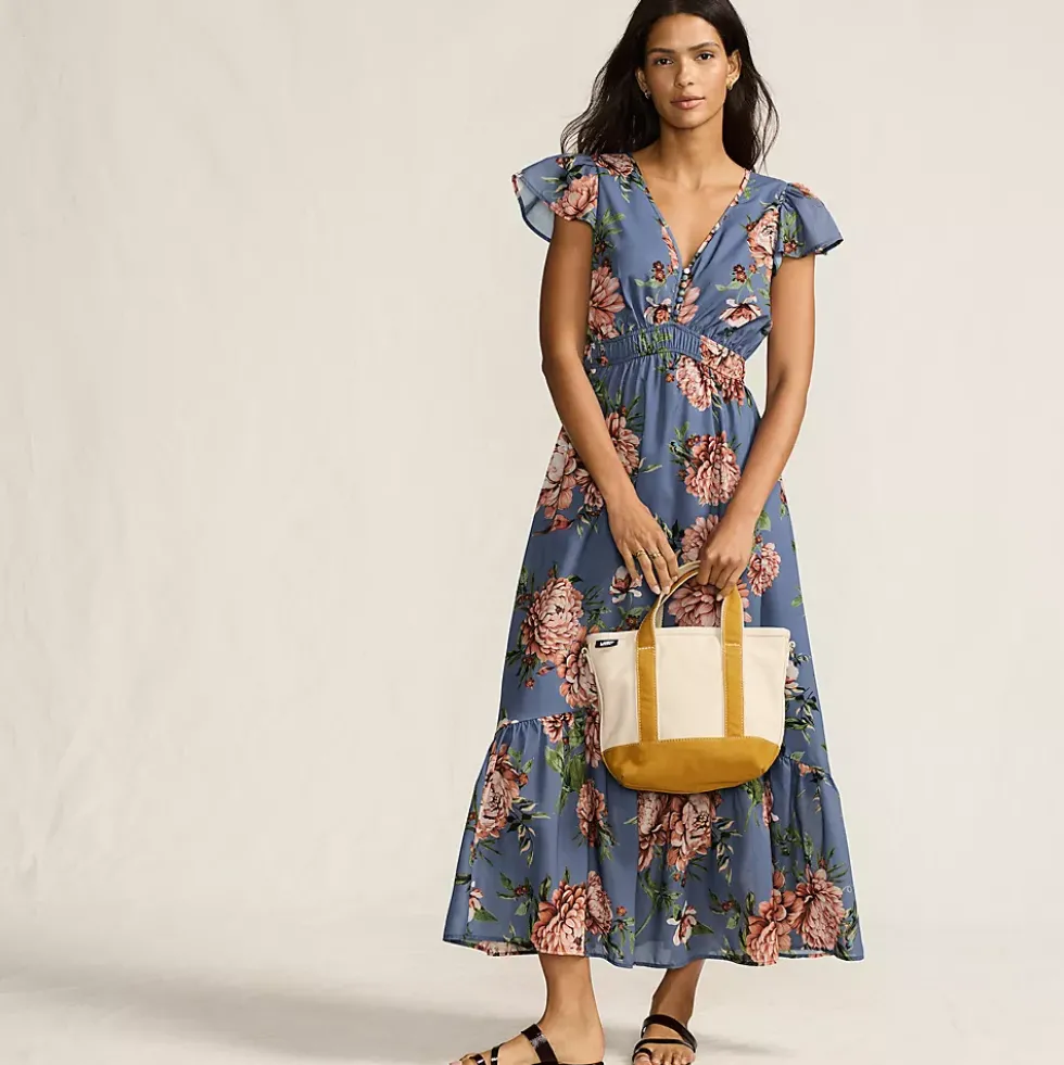Women's Vneck Flutter Sleeve Maxi Dress