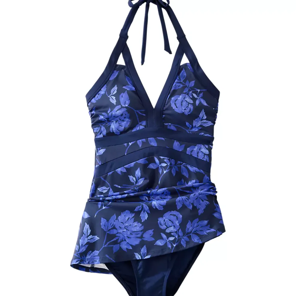 Womens V-Neck Halter Mini Swim Dress