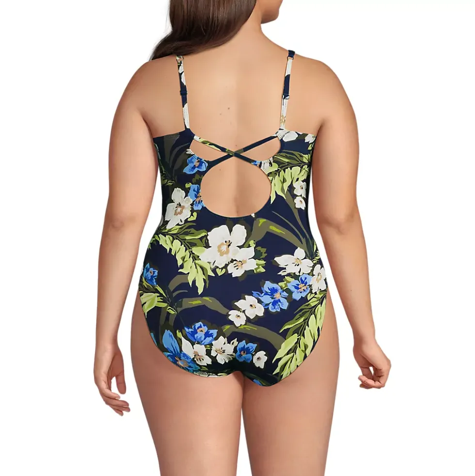 Women's V-Neck High Leg Strappy Back One Piece