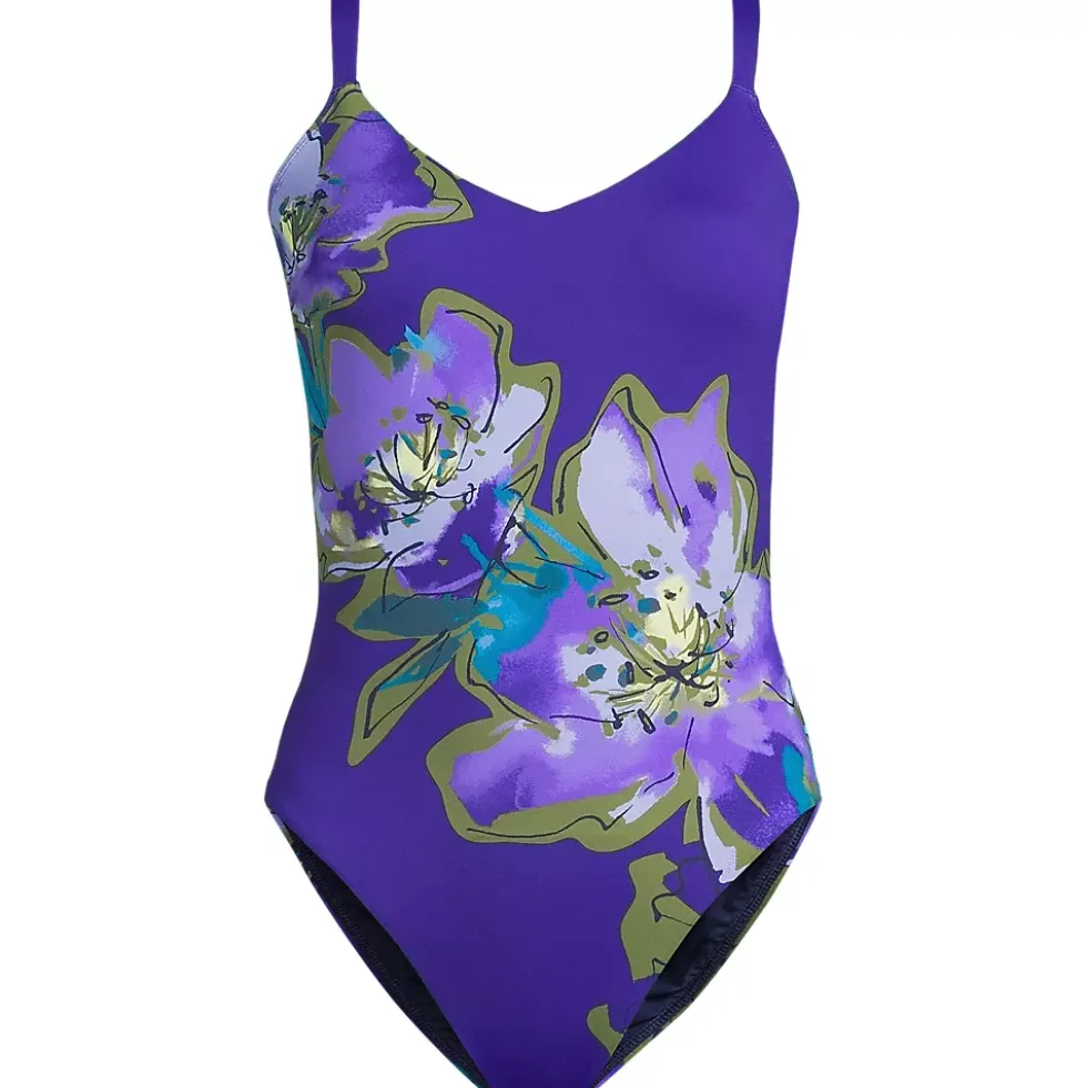 Women's V-Neck High Leg Strappy Back One Piece