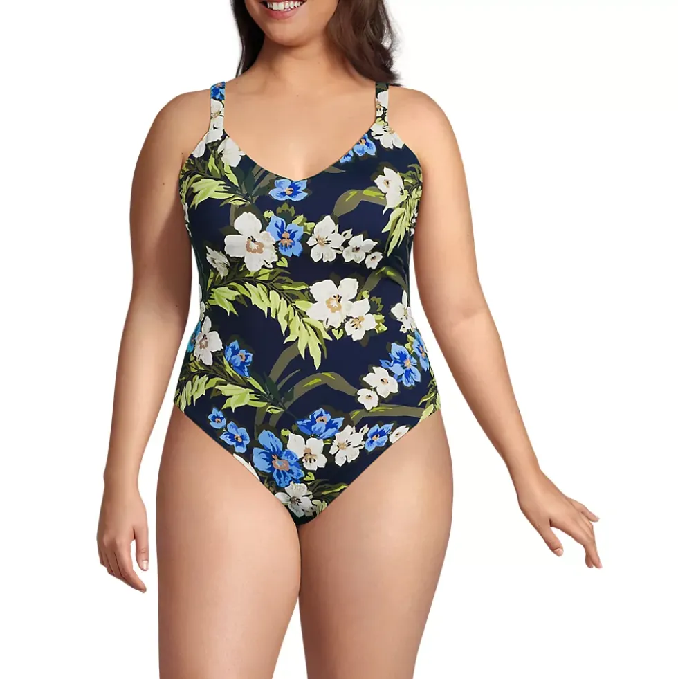 Women's V-Neck High Leg Strappy Back One Piece