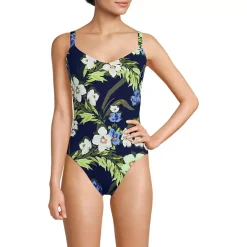 Women's V-Neck High Leg Strappy Back One Piece
