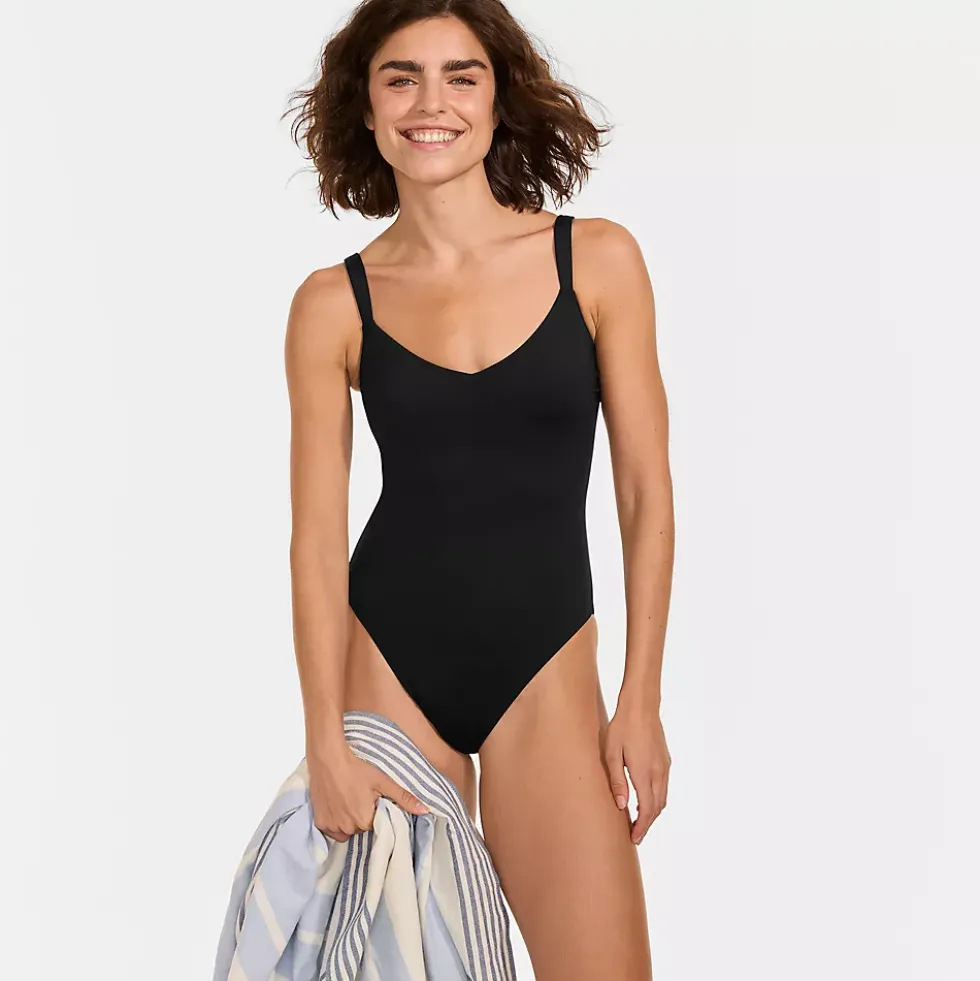 Women's V-Neck High Leg Strappy Back One Piece
