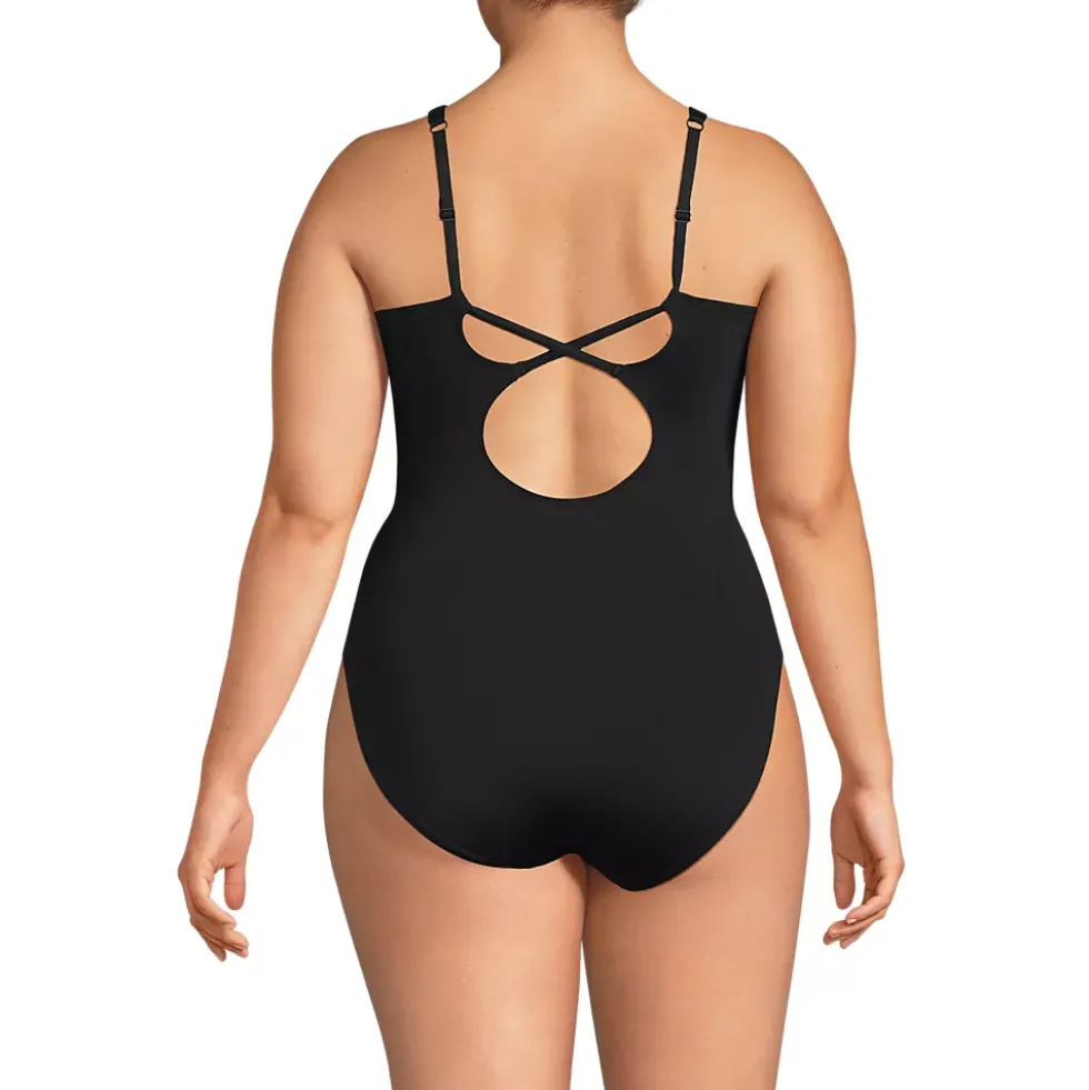 Women's V-Neck High Leg Strappy Back One Piece