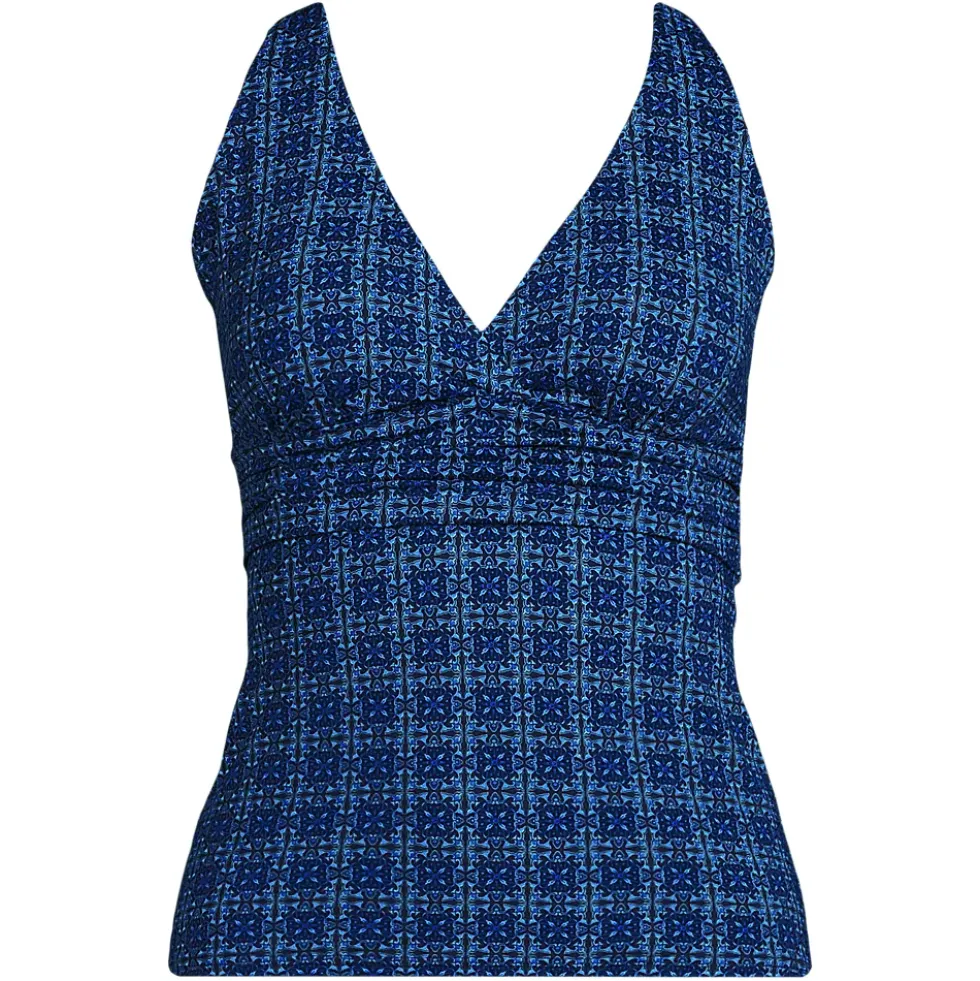 Women's V-Neck Plunge X Back Tankini Top