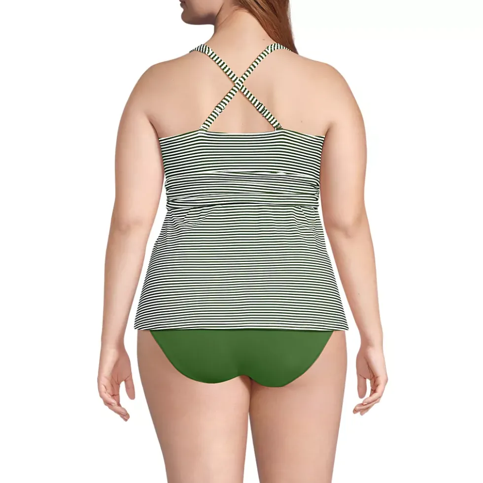 Women's V-Neck Plunge X Back Tankini Top