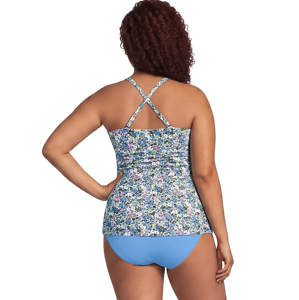 Women's V-Neck Plunge X Back Tankini Top