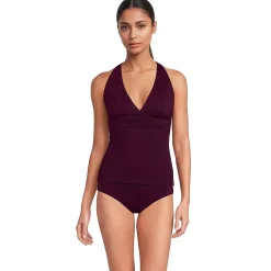 Women's V-Neck Plunge X Back Tankini Top