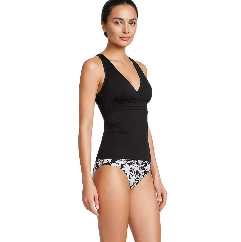 Women's V-Neck Plunge X Back Tankini Top