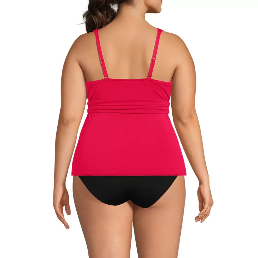Women's V-Neck Plunge X Back Tankini Top