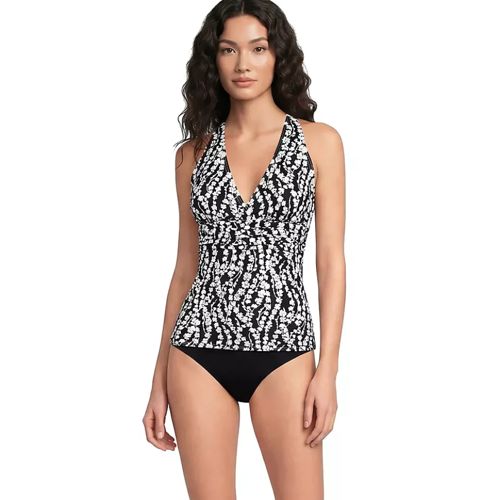 Women's V-Neck Plunge X Back Tankini Top