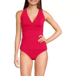 Women's V-Neck Plunge X Back Tankini Top