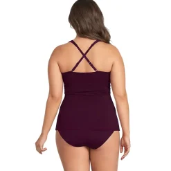 Women's V-Neck Plunge X Back Tankini Top