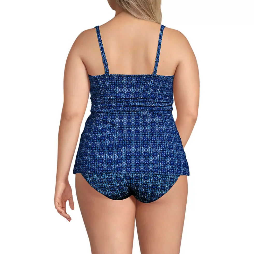 Women's V-Neck Plunge X Back Tankini Top