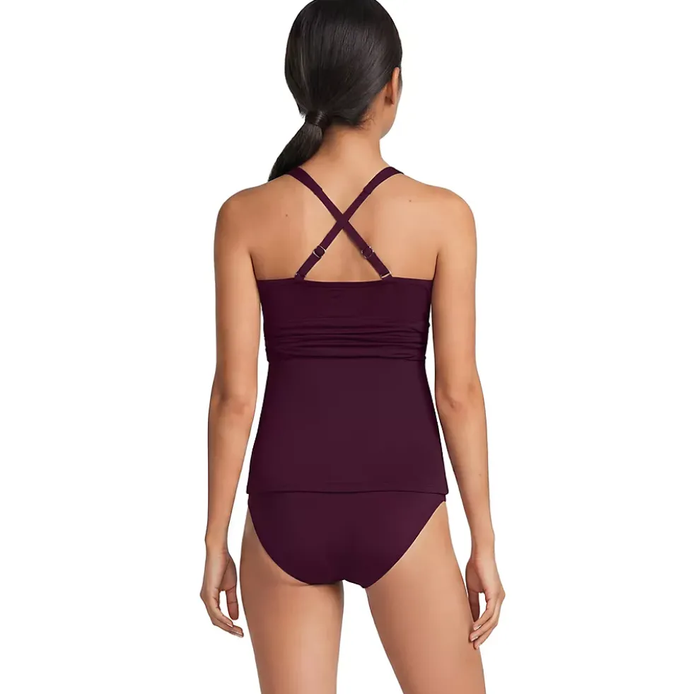 Women's V-Neck Plunge X Back Tankini Top