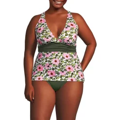 Women's V-Neck Plunge X Back Tankini Top