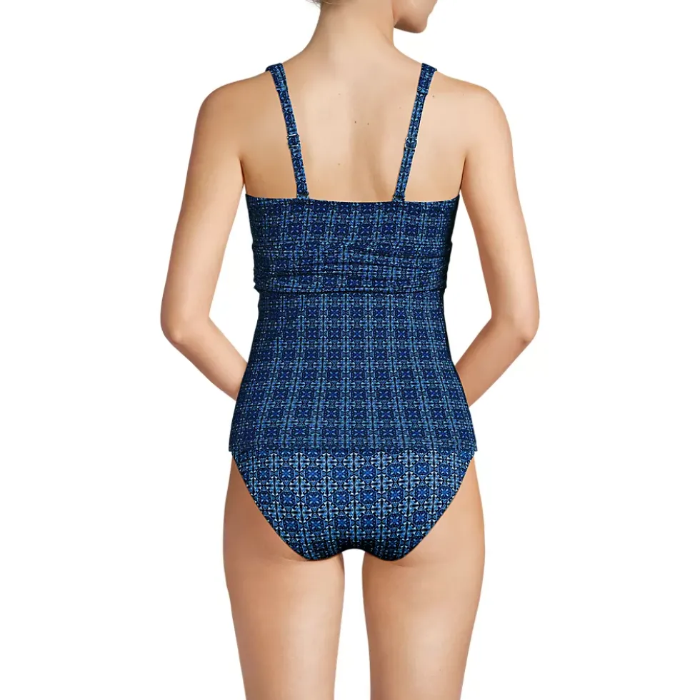Women's V-Neck Plunge X Back Tankini Top