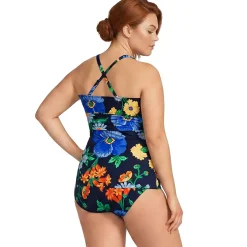 Women's V-Neck Plunge X Back Tankini Top