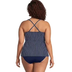 Women's V-Neck Plunge X Back Tankini Top
