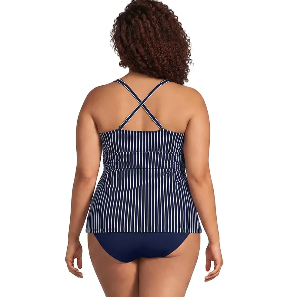 Women's V-Neck Plunge X Back Tankini Top