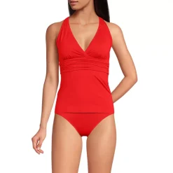 Women's V-Neck Plunge X Back Tankini Top