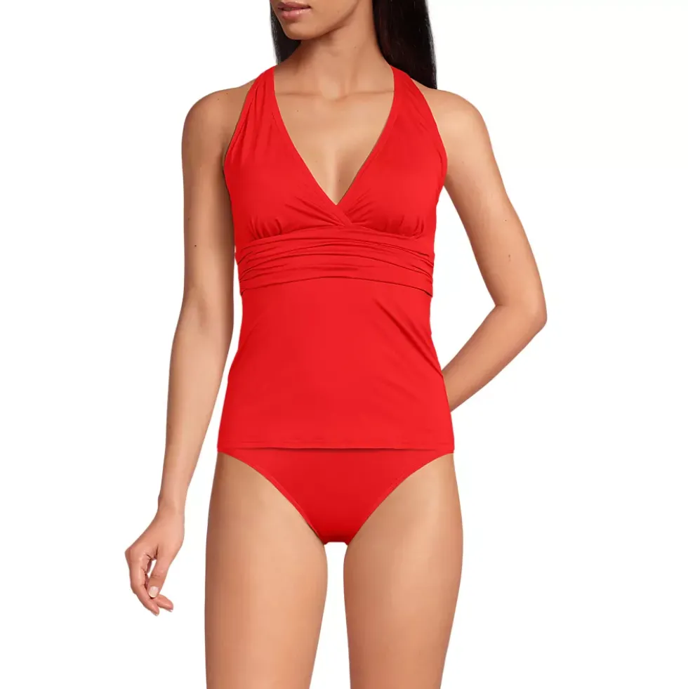 Women's V-Neck Plunge X Back Tankini Top