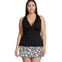Women's V-Neck Plunge X Back Tankini Top