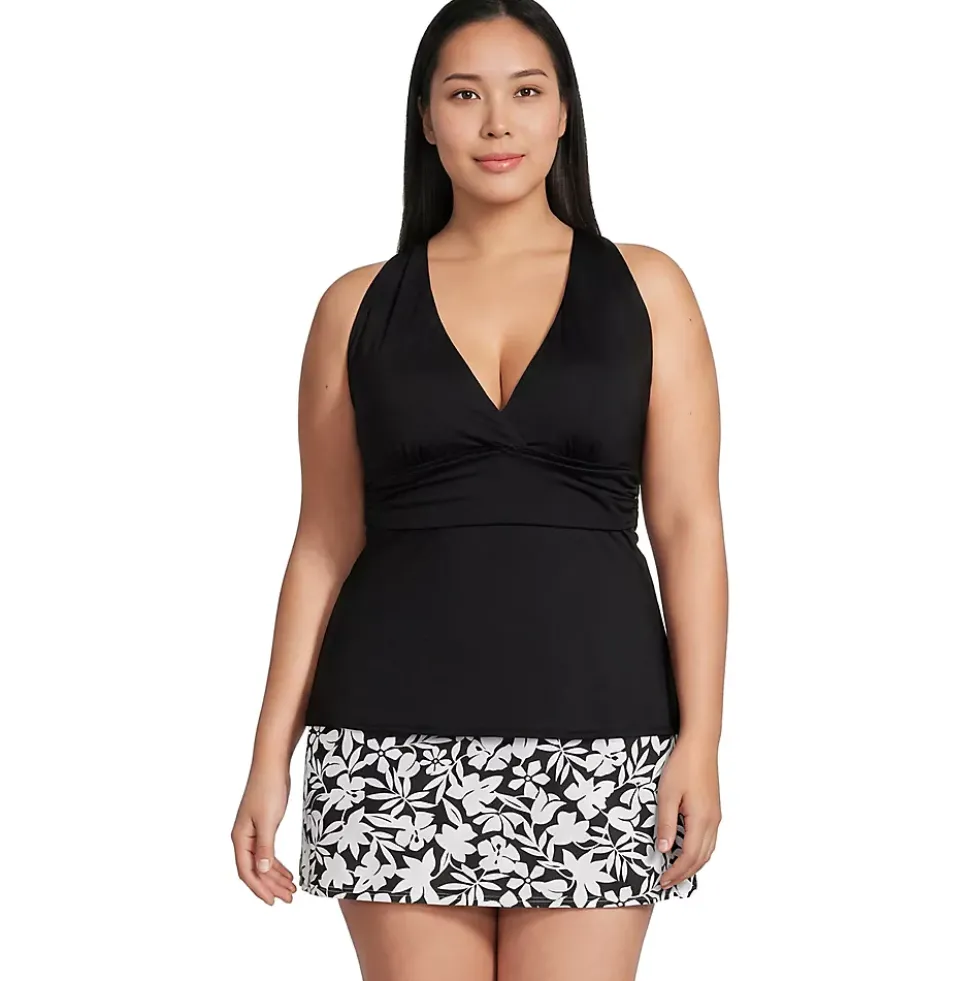 Women's V-Neck Plunge X Back Tankini Top