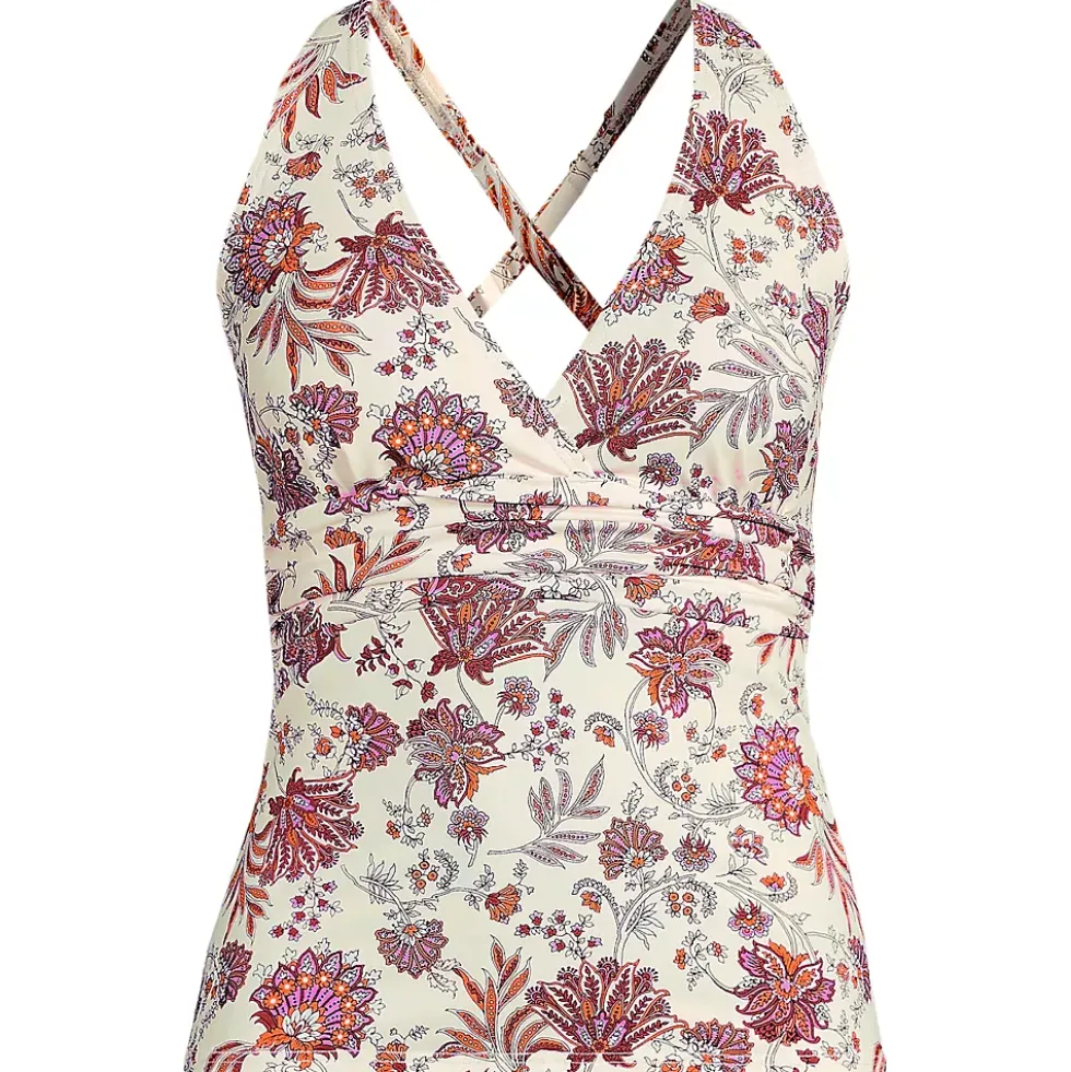 Women's V-Neck Plunge X Back Tankini Top