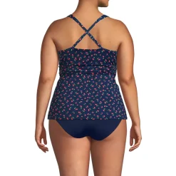 Women's V-Neck Plunge X Back Tankini Top