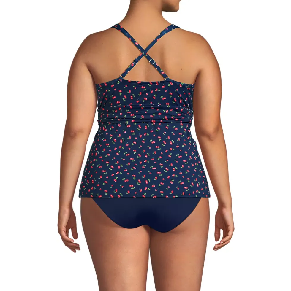 Women's V-Neck Plunge X Back Tankini Top