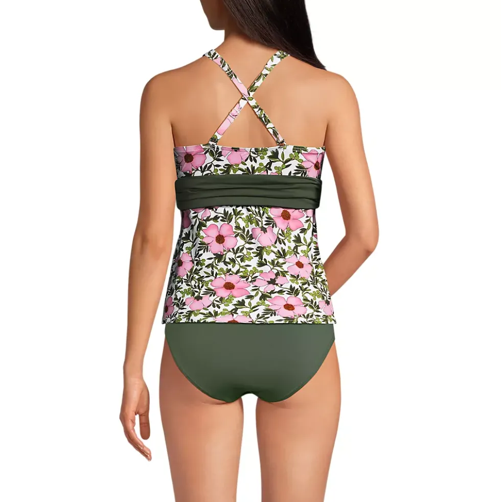 Women's V-Neck Plunge X Back Tankini Top