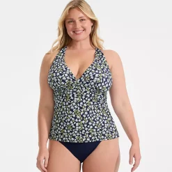 Women's V-Neck Plunge X Back Tankini Top