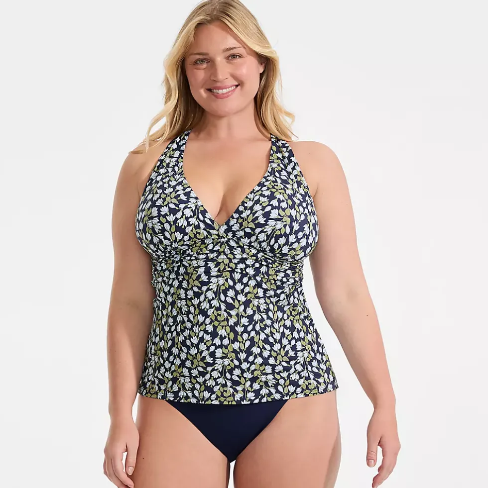 Women's V-Neck Plunge X Back Tankini Top